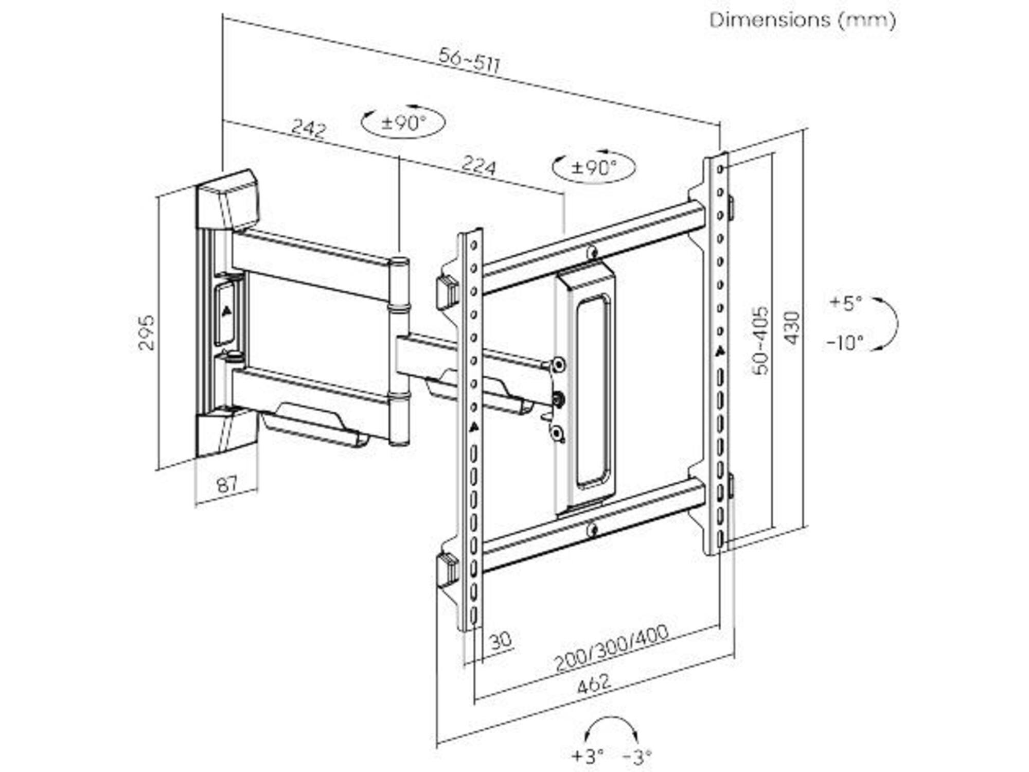 Cavus WME106 Muursteun dubbele arm (37 - 55 inch)