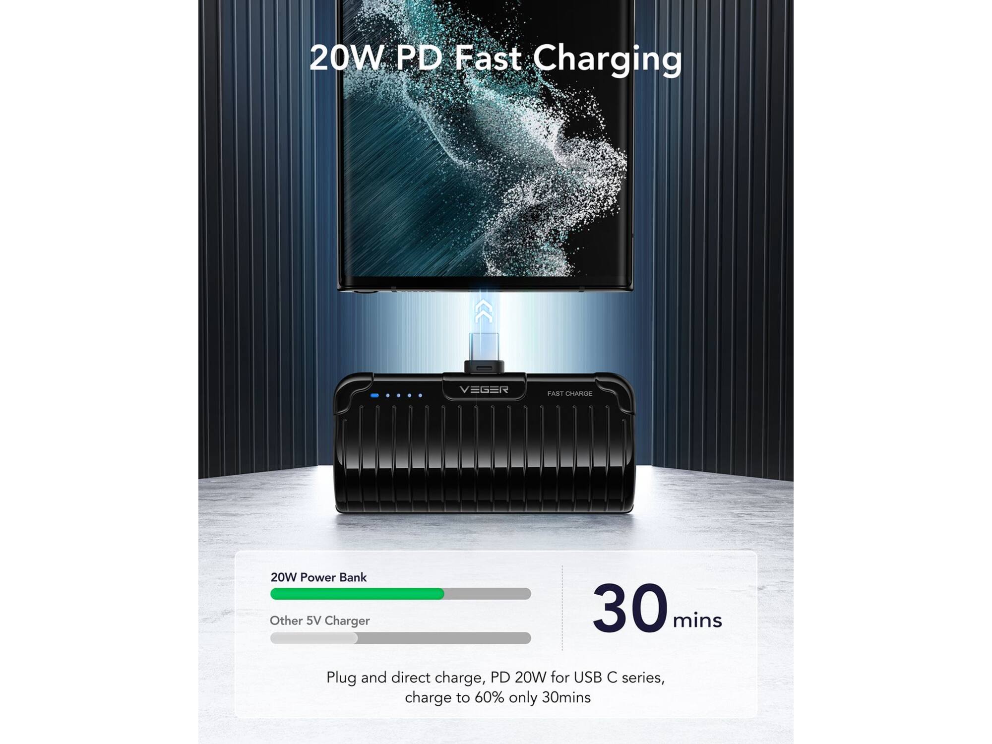 Veger PlugOn Pro-C W0558 5000mAh Zwart