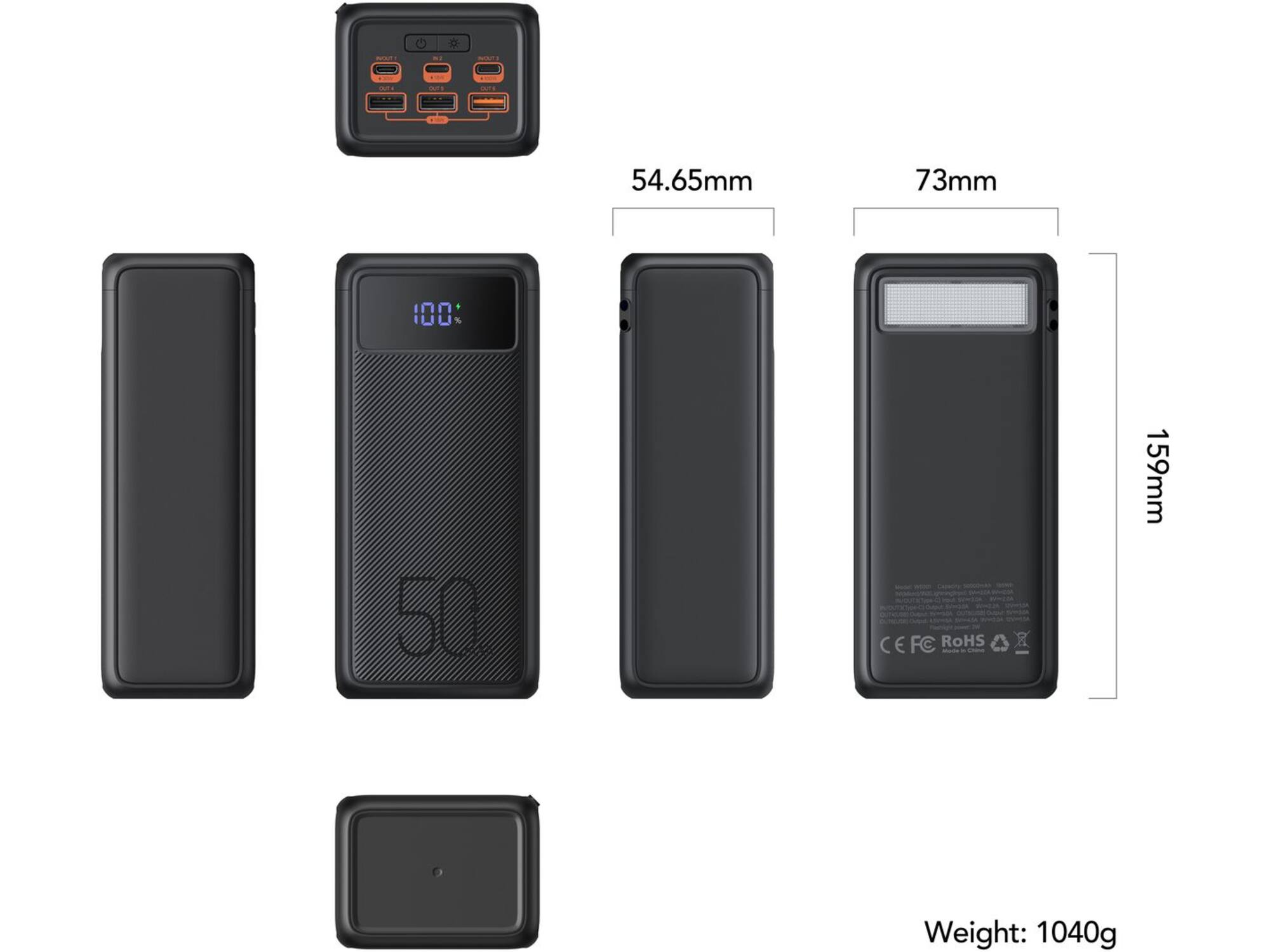 Veger Tank Boost W5001C 56.000 mAh Powerbank Zwart