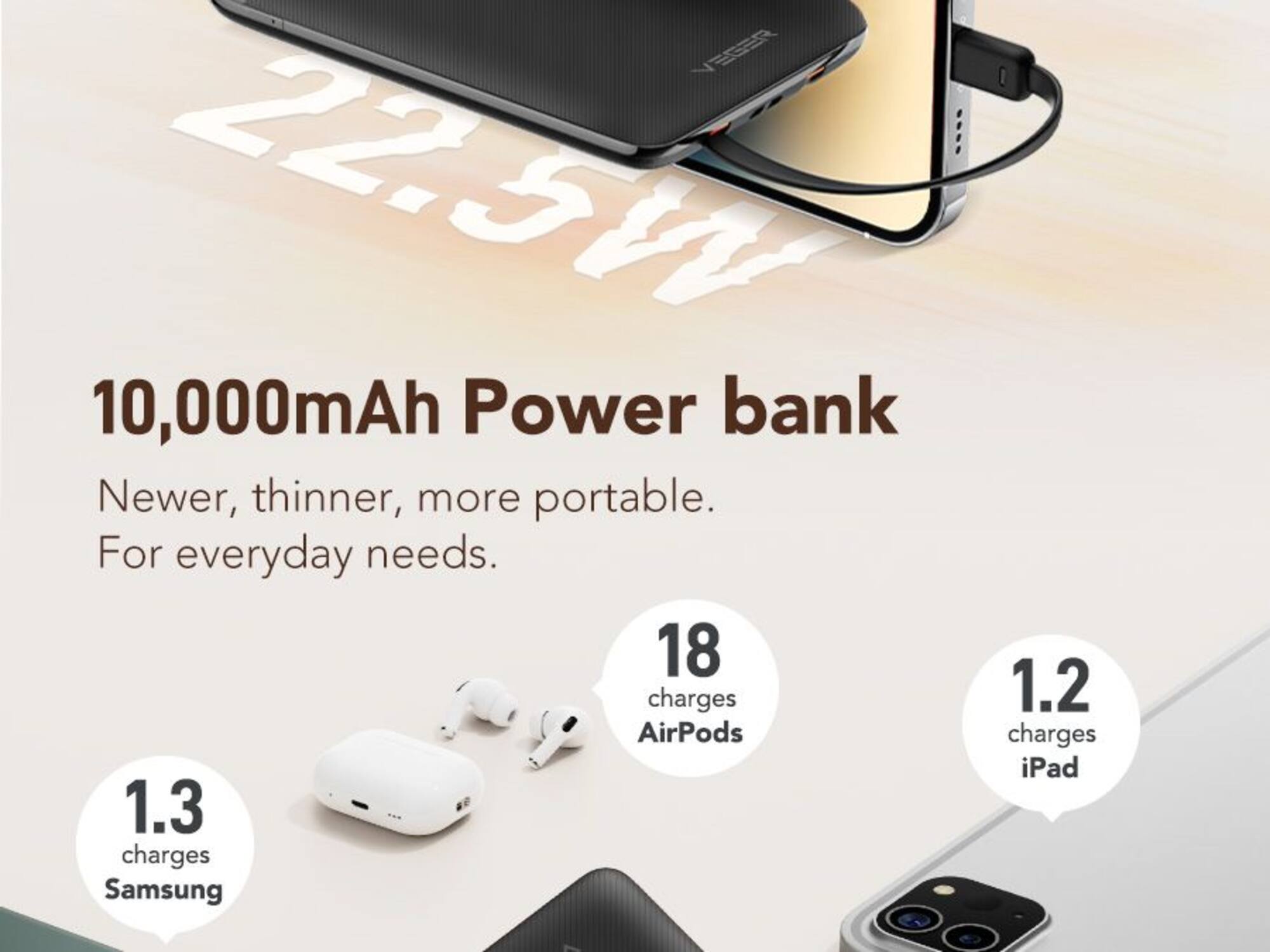 Veger C11 W1170 Mini Portable 10.000mAh Zwart