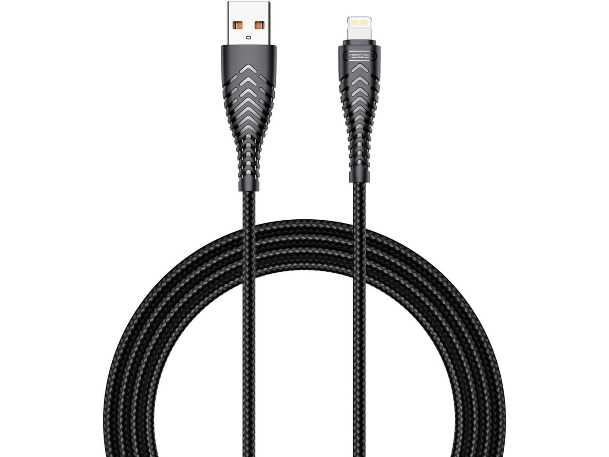 Veger V105 USB-A naar Lightning kabel 1.2m Nylon