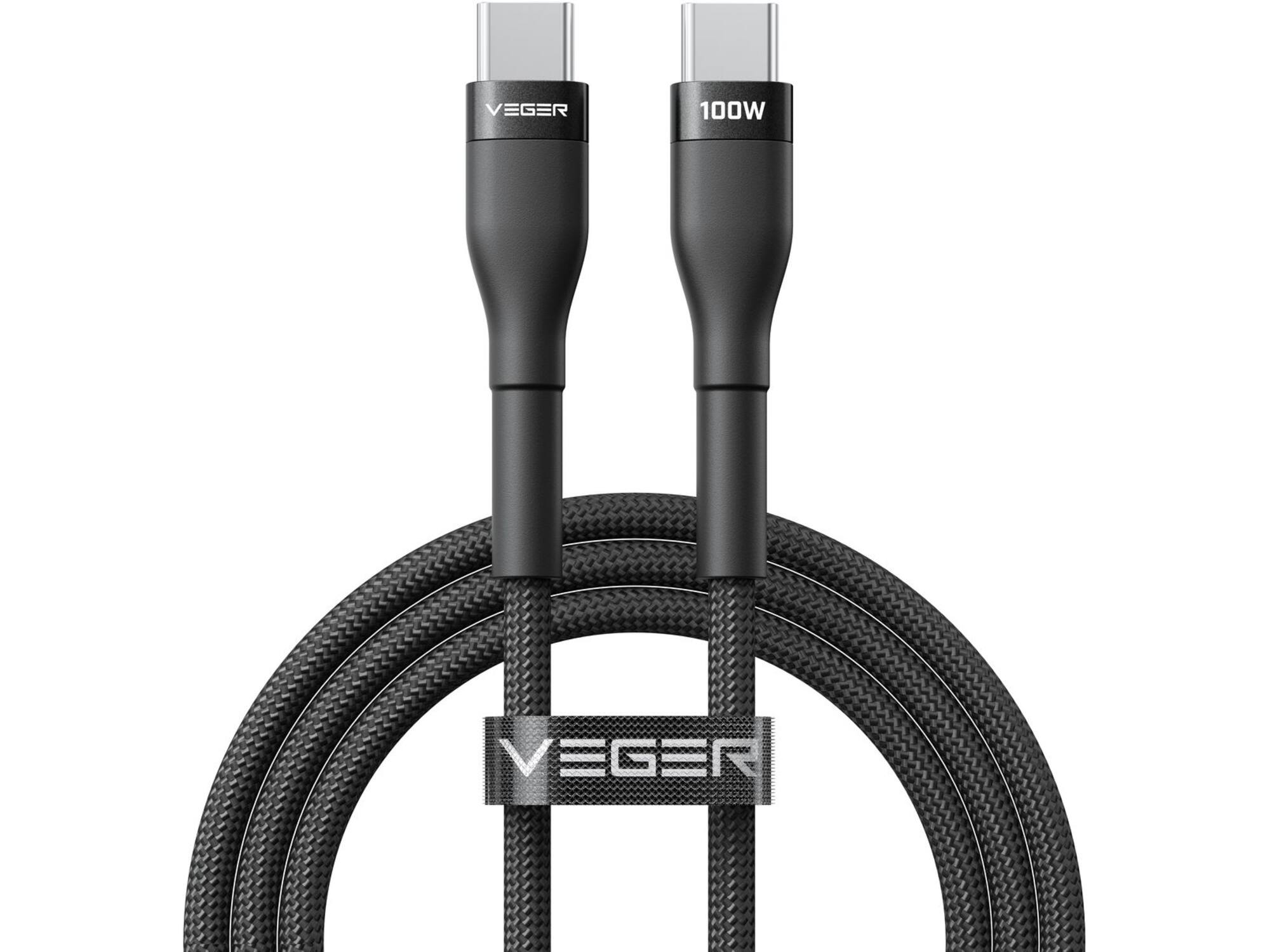 Veger CC05 USB-C naar USB-C kabel 1.5m Braided Aluminium 100Watt