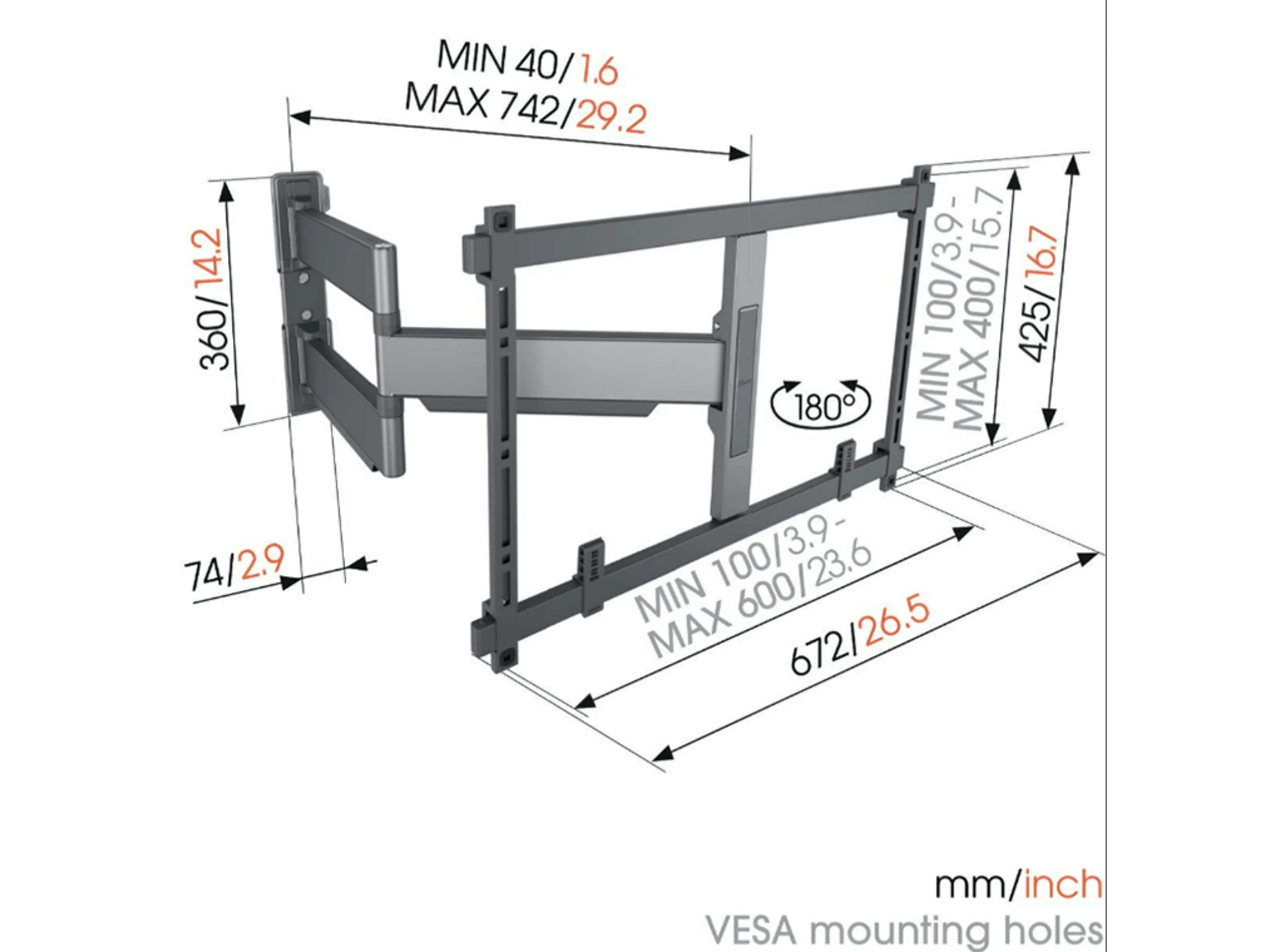 Vogel's TVM 5855 55 -100 inch zwart Draaibare tv-beugel