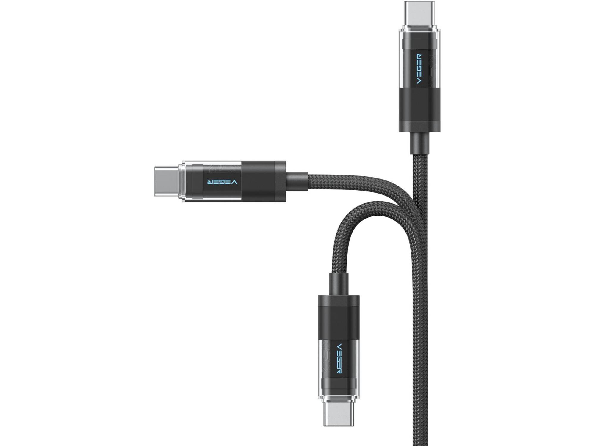 Veger CC16 USB-C naar USB-C kabel 1.5m Braided Aluminium 100 Watt met display