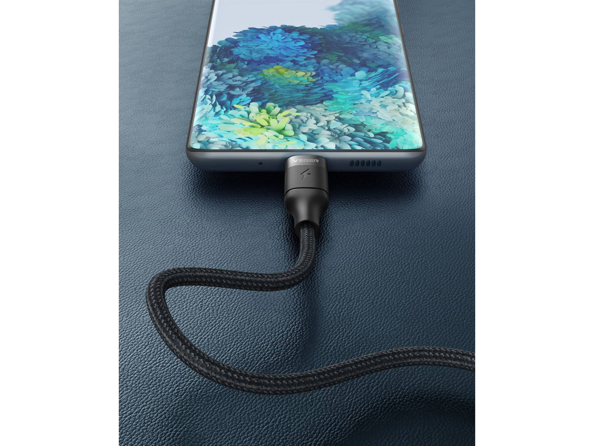 Veger CC02 USB-C naar USB-C kabel 1.5m Braided Nylon