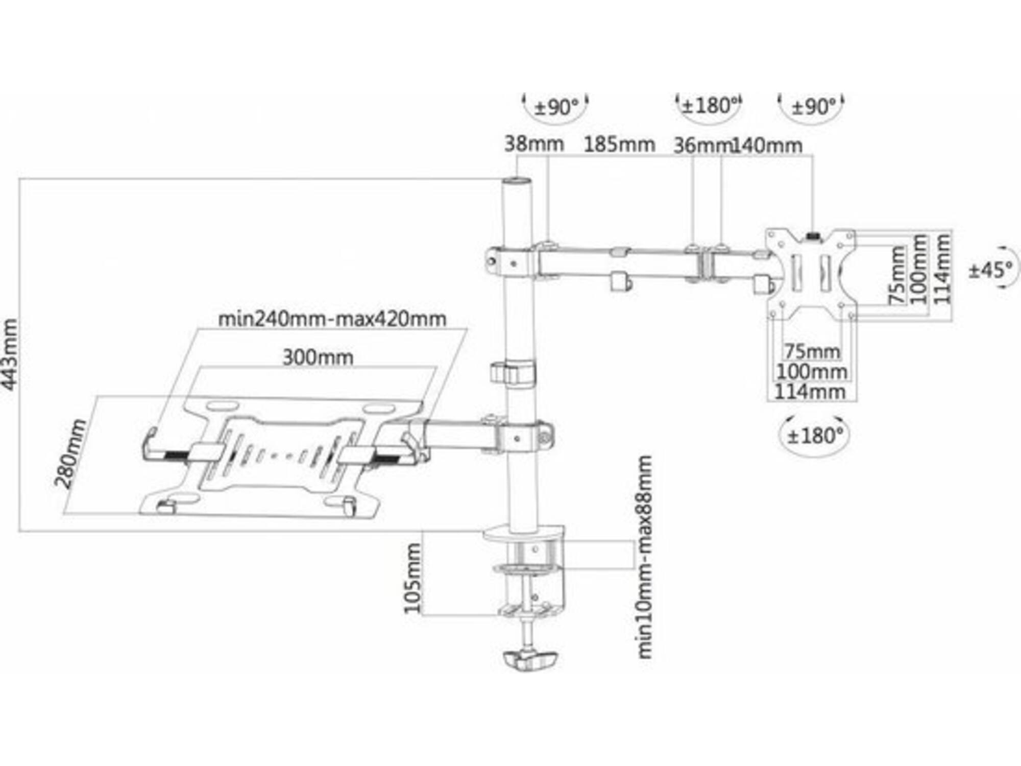 Neomounts by Newstar Flat Screen & Notebook Desk Mount (clamp/grommet)