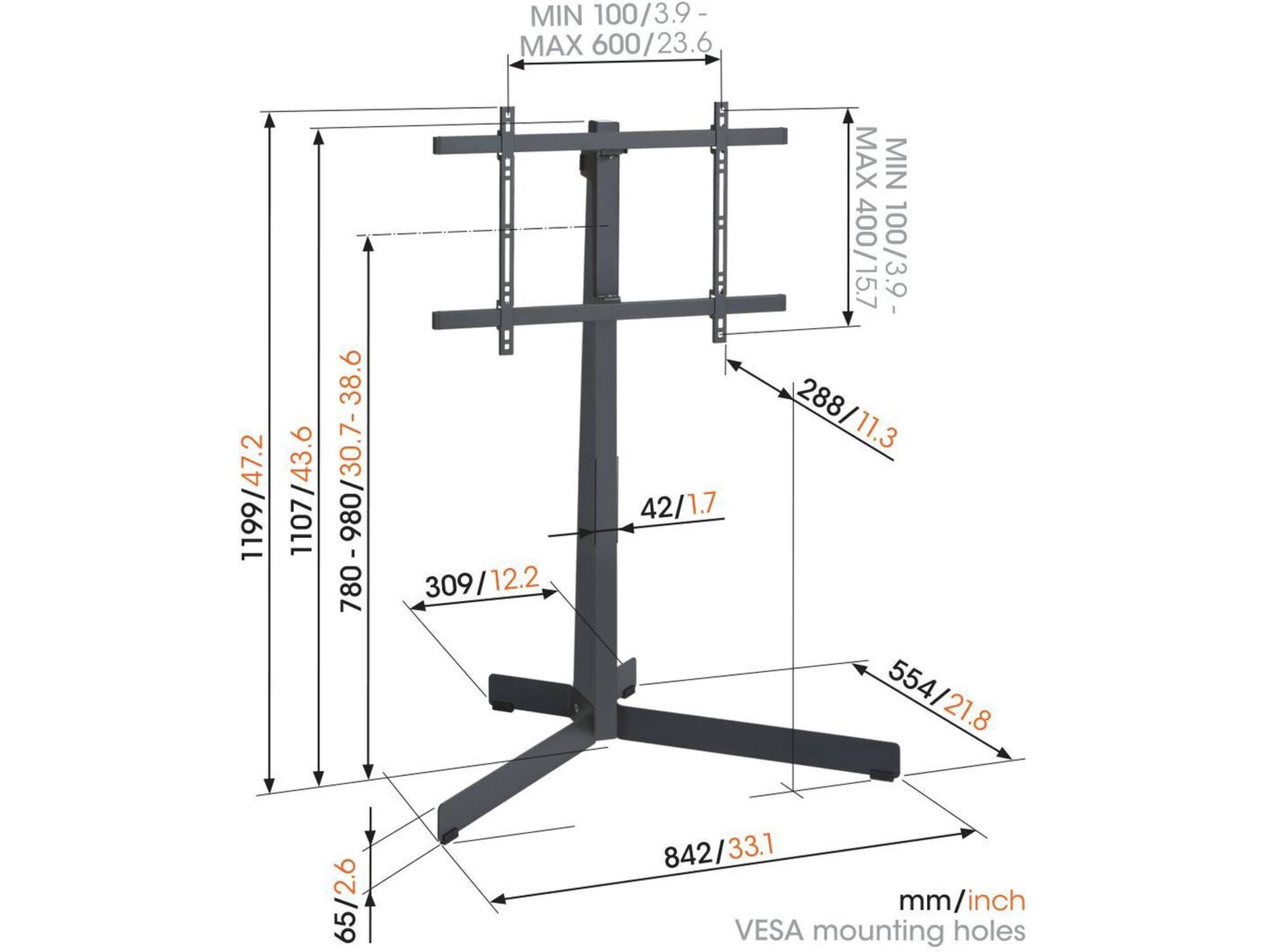 Vogel's TVS 3690 Zwart TV Vloerstandaard (40-77 inch)