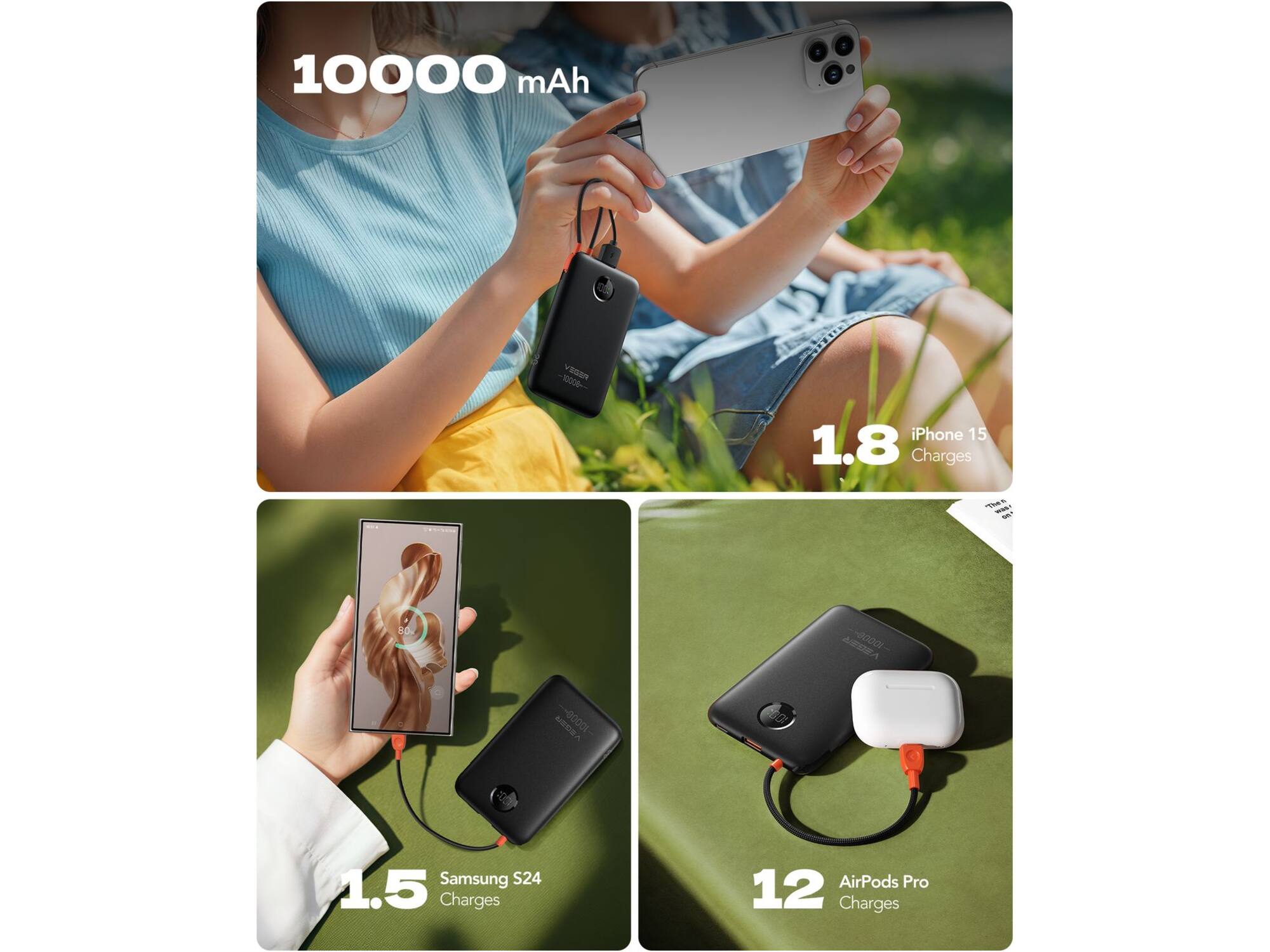 Veger K1C W1189 10.000 mAh Zwart