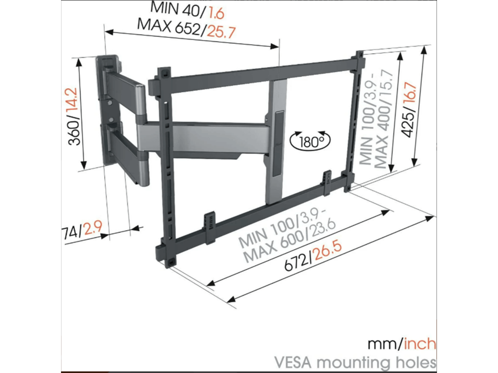 Vogel's TVM 5645 40 -77 inch zwart Draaibare tv-beugel