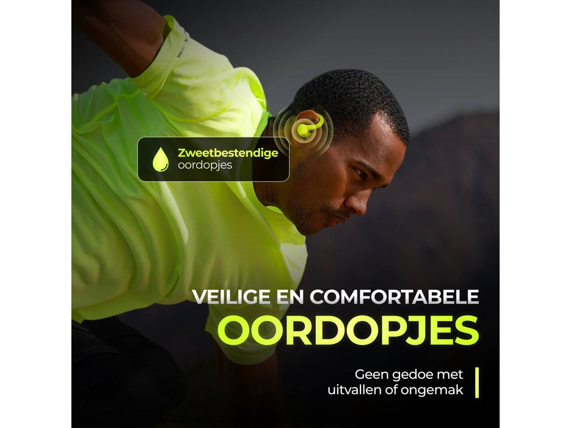 JLab Go Air Sport True Wireless Neon Geel