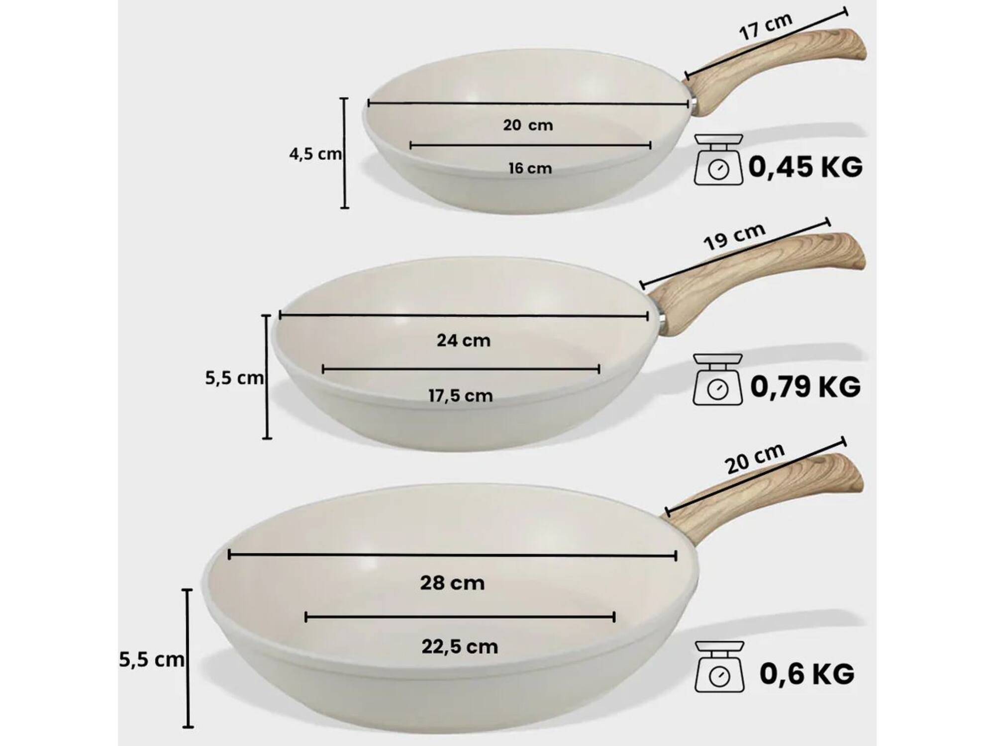 Cook & Pan Go Ivory Koekenpannenset 3-delig