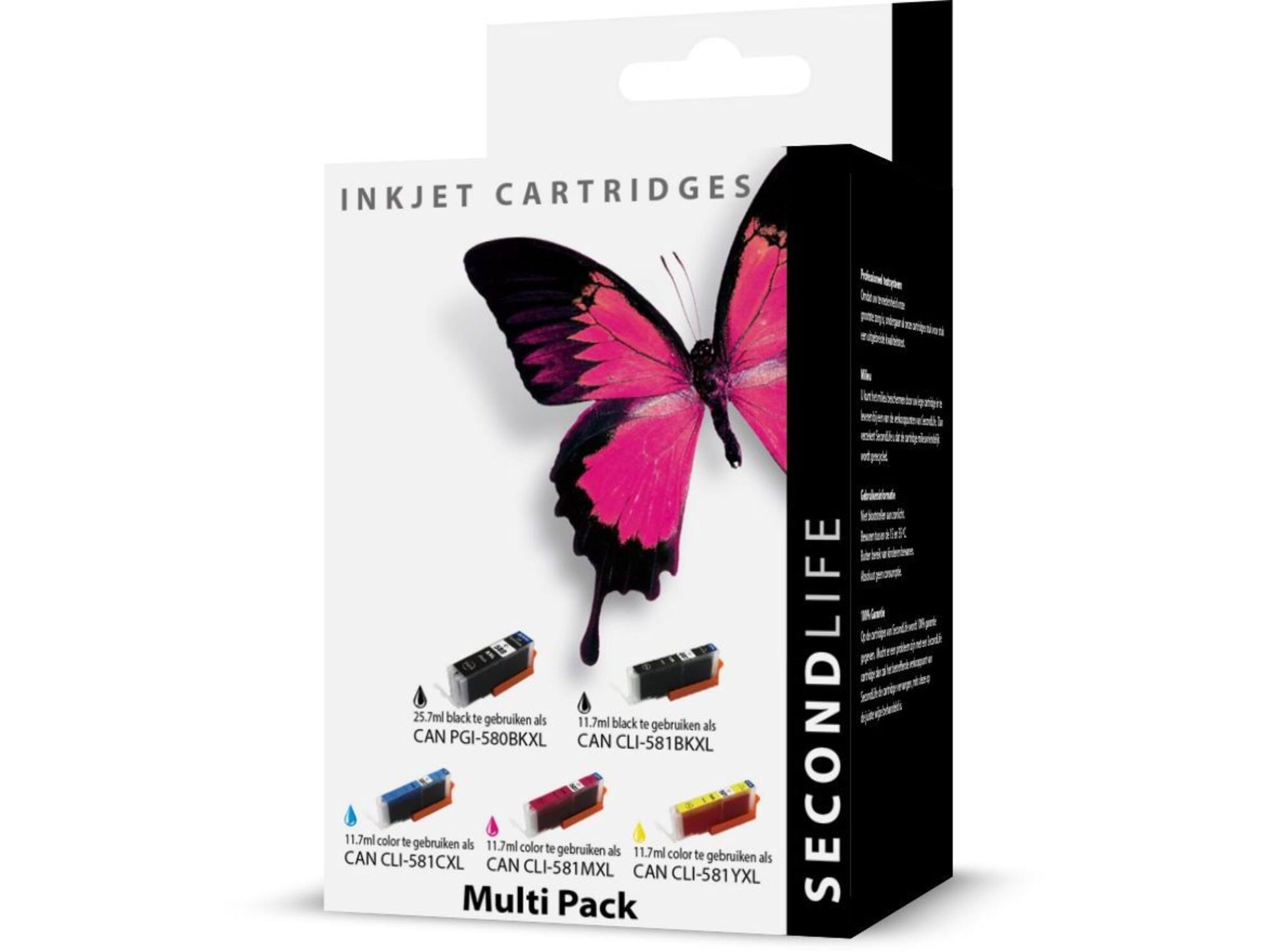 SecondLife Canon 580/581 Multipack (zwart + 3 kleuren)