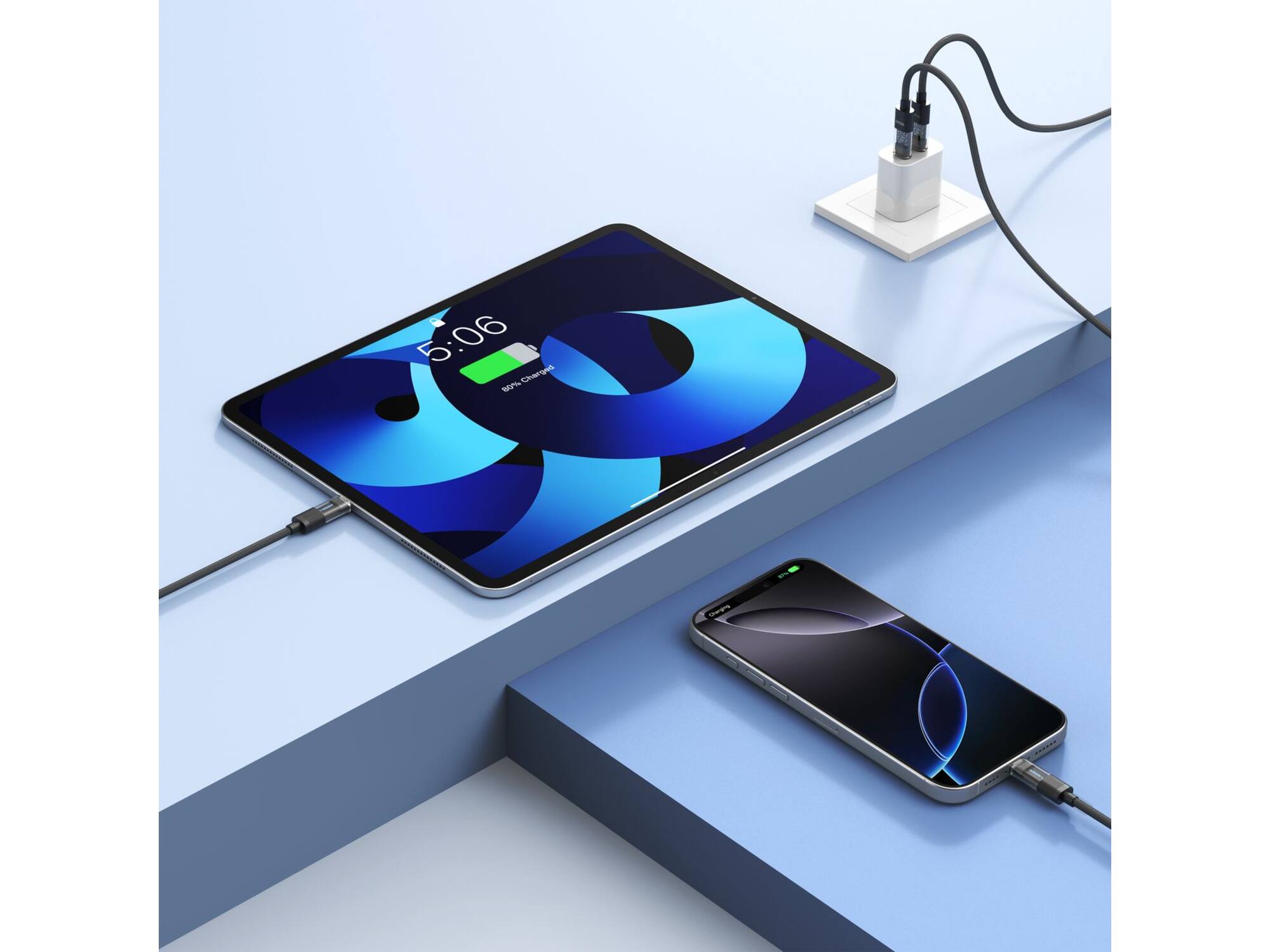 Veger CC16 USB-C naar USB-C kabel 1.5m Braided Aluminium 100 Watt met display