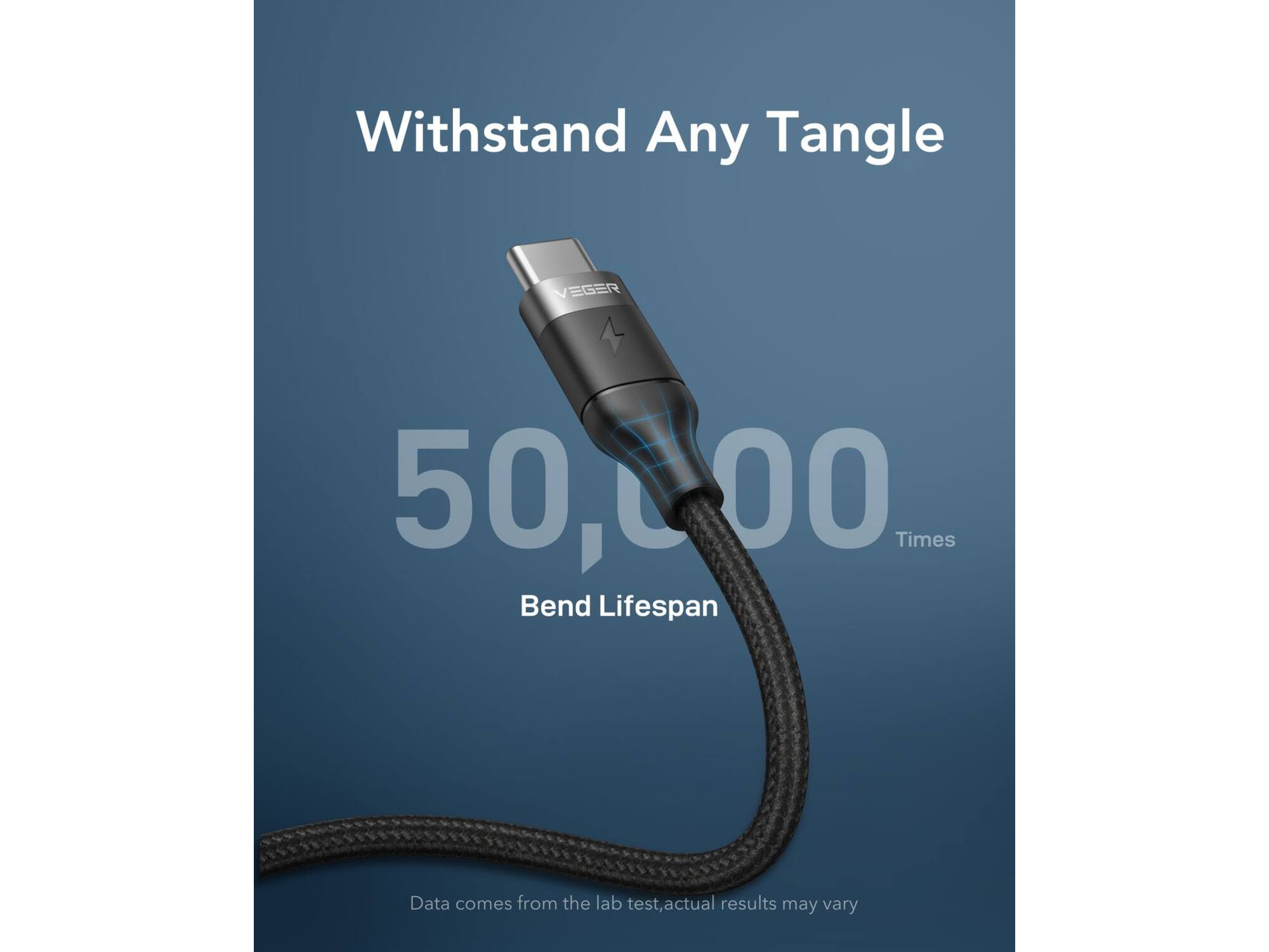 Veger CC02 USB-C naar USB-C kabel 1.5m Braided Nylon