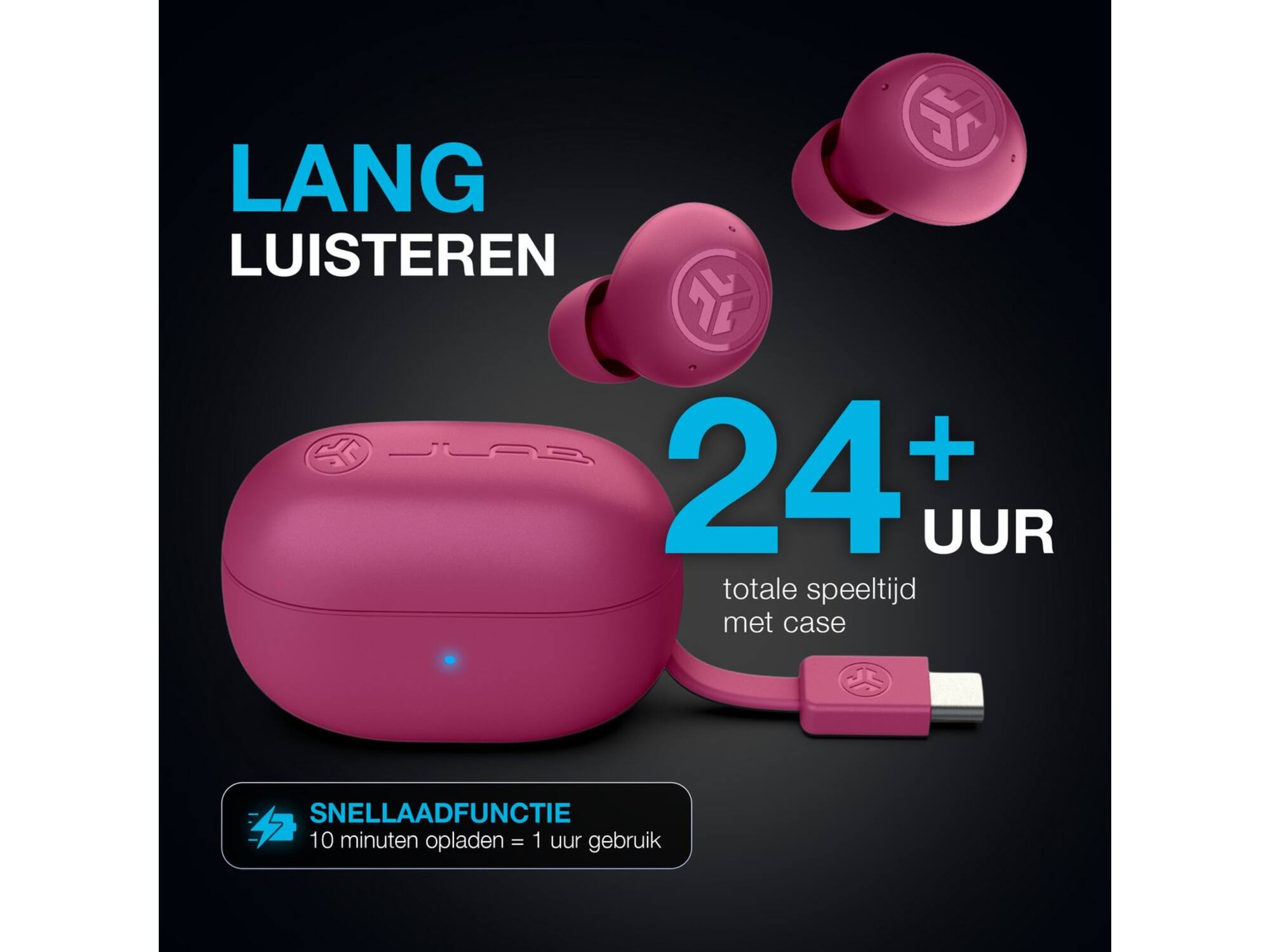 JLab Go Pop ANC TWS Fuschia