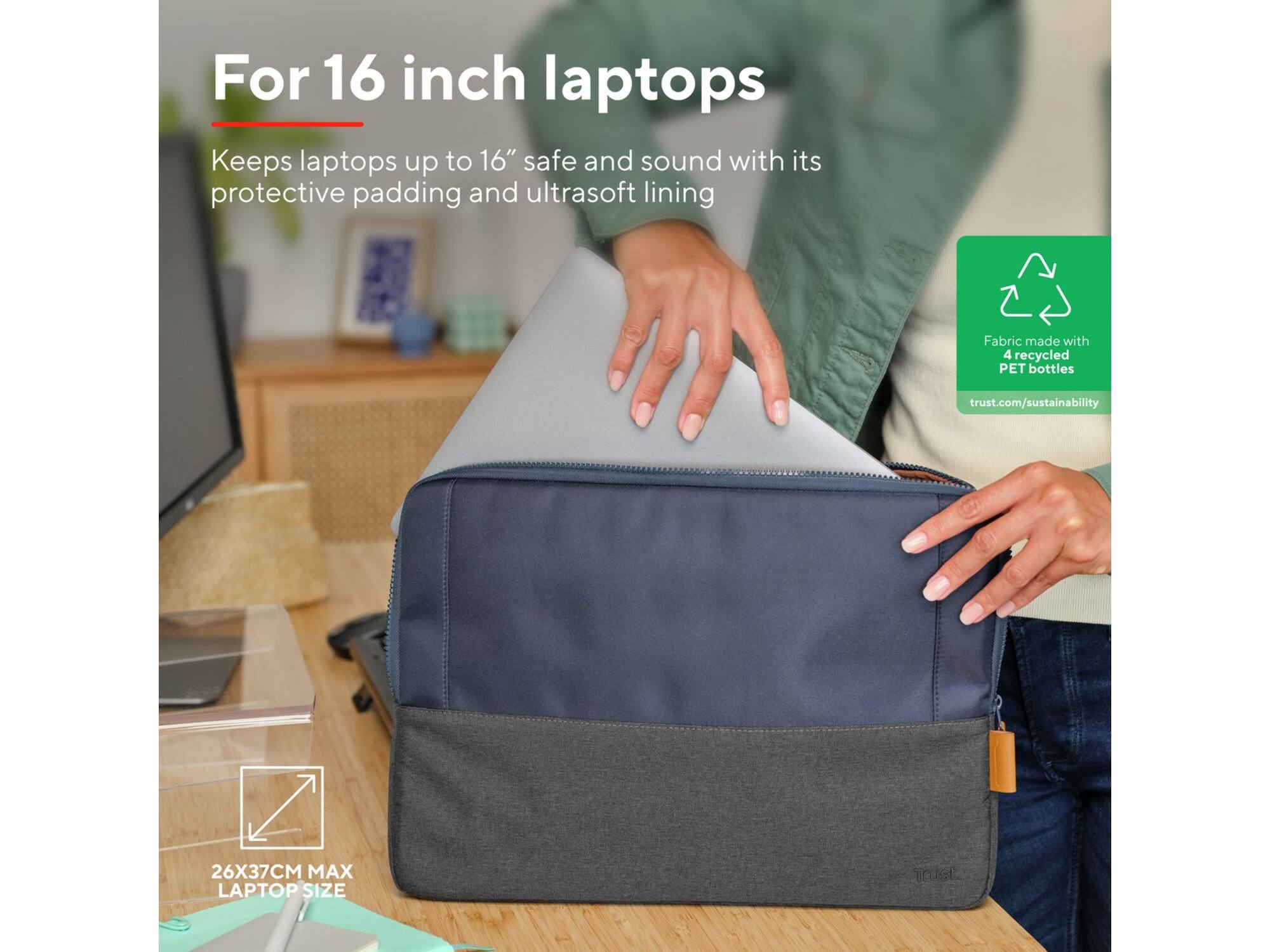 Trust Lisboa 16 inch laptop sleeve Blauw