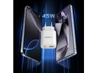 Veger snellader 45 Watt 2x USB Poort + USB-C Kabel 1,5m Nylon Wit