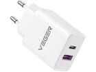 Veger Fast Charger 65W USB-C & USB-A Wit