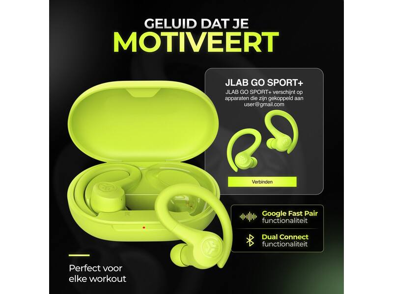 JLab Go Air Sport True Wireless Neon Geel