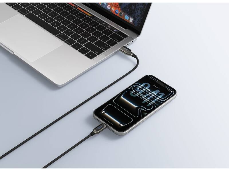 Veger AC1 USB-A naar USB-C kabel 1.2m Braided 66 Watt met display