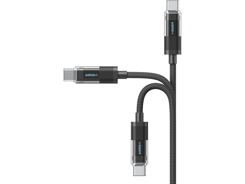Veger CC16 USB-C naar USB-C kabel 1.5m Braided Aluminium 100 Watt met display
