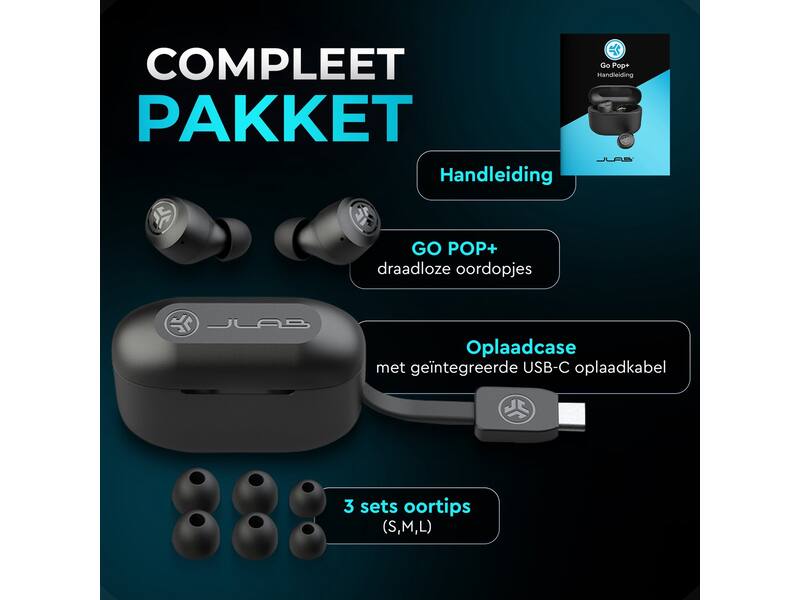 JLab Go Air Pop True Wireless Zwart