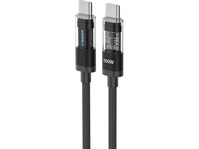Veger CC16 USB-C naar USB-C kabel 1.5m Braided Aluminium 100 Watt met display