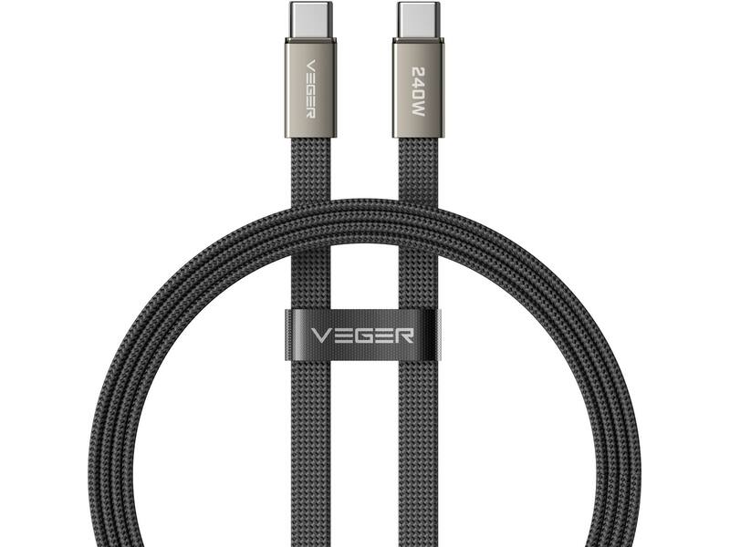 Veger CC2 USB-C naar USB-C kabel 1.5m Braided Flat 240 Watt