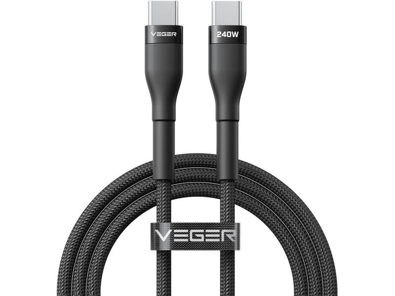 Veger CC03 USB-C naar USB-C kabel 1.5m Braided Aluminium 240 Watt