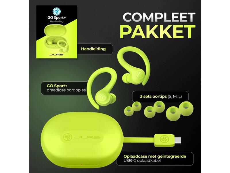 JLab Go Air Sport True Wireless Neon Geel