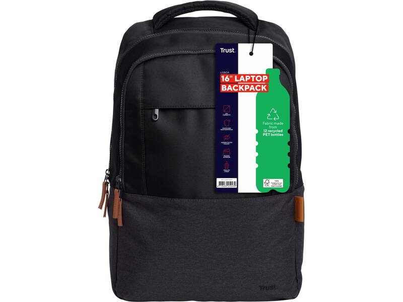 Trust Lisboa 16 inch laptoprugzak Eco Zwart