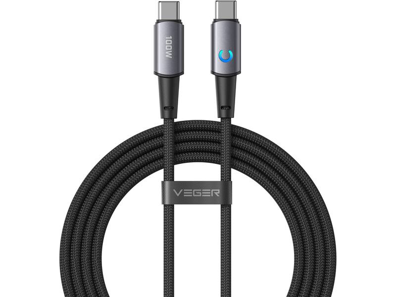 Veger CC1 USB-C naar USB-C kabel 1.5m Braided Aluminium 100 Watt
