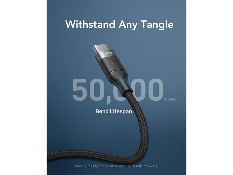 Veger CC02 USB-C naar USB-C kabel 1.5m Braided Nylon