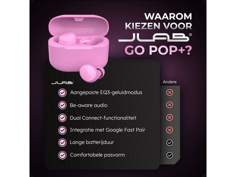 JLab Go Air Pop True Wireless Roze