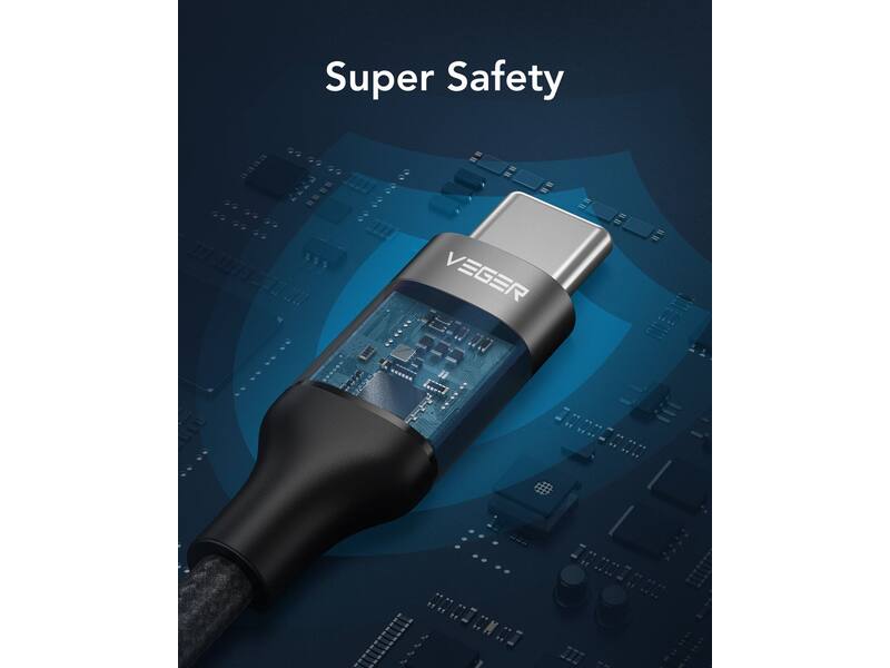 Veger CC02 USB-C naar USB-C kabel 1.5m Braided Nylon
