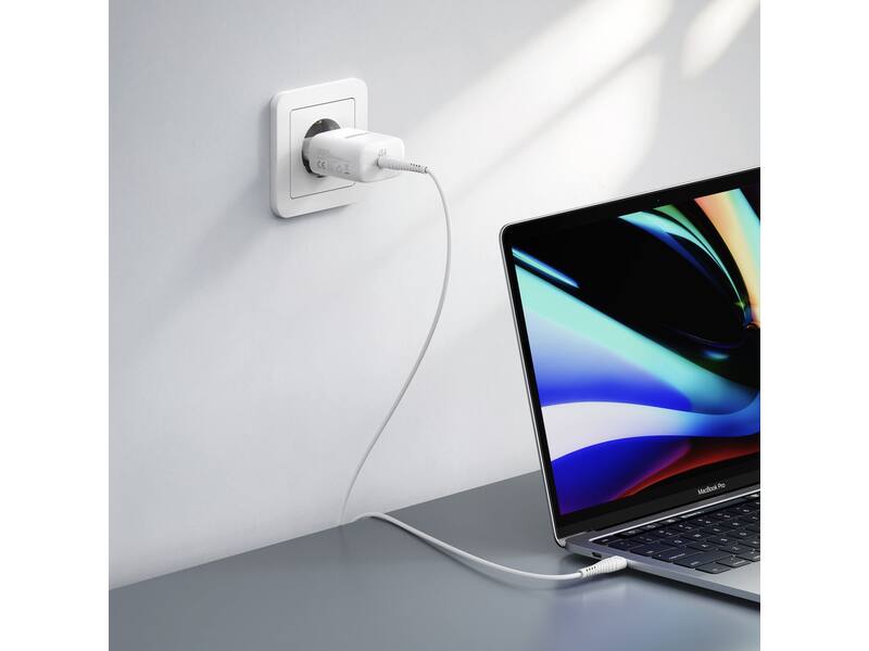 Veger snellader 45 Watt + USB-C Kabel 1,5m Nylon Wit