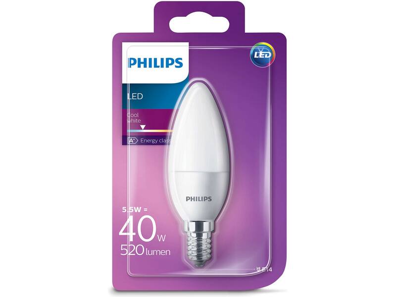 Philips LED kaarslamp E14 5,5W (40W) – Cool white