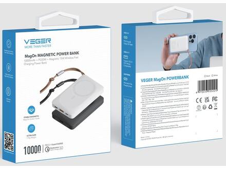 Veger MagOn W1151 10.000mAh Powerbank Zwart