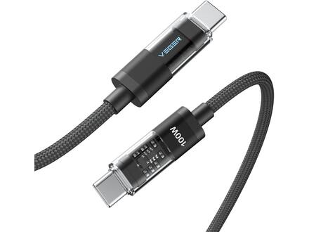 Veger CC16 USB-C naar USB-C kabel 1.5m Braided Aluminium 100 Watt met display