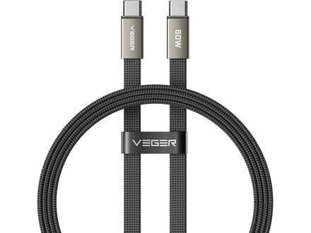 Veger CC06 USB-C naar USB-C kabel 1.2m Braided Flat 60 Watt