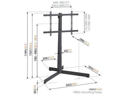 Vogel's TVS 3695W Wit TV Vloerstandaard (40 - 77 inch)