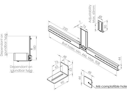 Cavus CTSHUNIB Soundbar-frame voor TV tafelstandaard