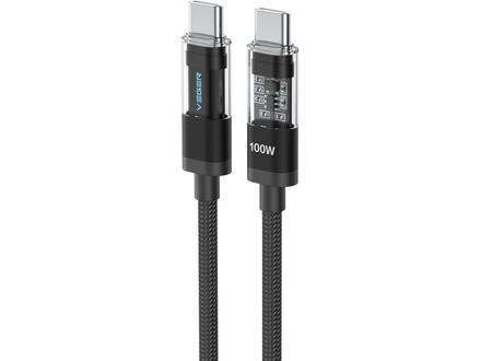 Veger CC16 USB-C naar USB-C kabel 1.5m Braided Aluminium 100 Watt met display