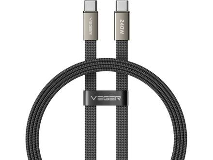 Veger CC2 USB-C naar USB-C kabel 1.5m Braided Flat 240 Watt