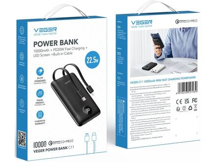 Veger C11 W1170 Mini Portable 10.000mAh Zwart