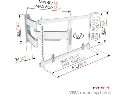 Vogel's TVM 5645 40 -77 inch Wit Draaibare tv-beugel