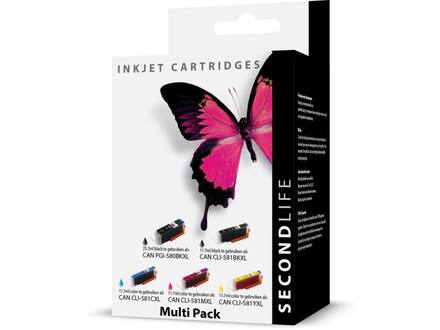 SecondLife Canon 580/581 Multipack (zwart + 3 kleuren)