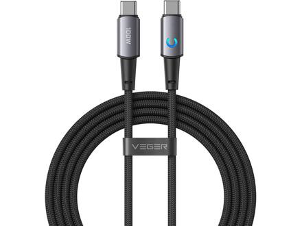 Veger CC1 USB-C naar USB-C kabel 1.5m Braided Aluminium 100 Watt