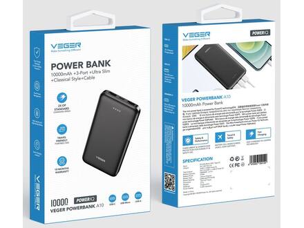 Veger A10 W1065 10.000 mAh Zwart