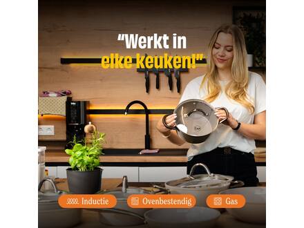 Cook & Pan Taupe of Mind Kookpan met deksel 22 cm